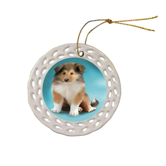 Rough Collie Dog Ceramic Doily Ornament DPOR54756