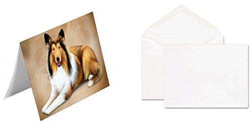 Rough Collie Dog Handmade Artwork Assorted Pets Greeting Cards and Note Cards with Envelopes for All Occasions and Holiday Seasons D008