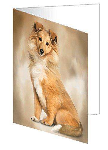 Rough Collie Dog Handmade Artwork Assorted Pets Greeting Cards and Note Cards with Envelopes for All Occasions and Holiday Seasons D050