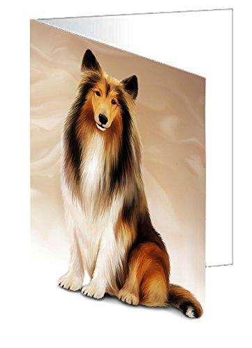Rough Collie Dog Handmade Artwork Assorted Pets Greeting Cards and Note Cards with Envelopes for All Occasions and Holiday Seasons D051