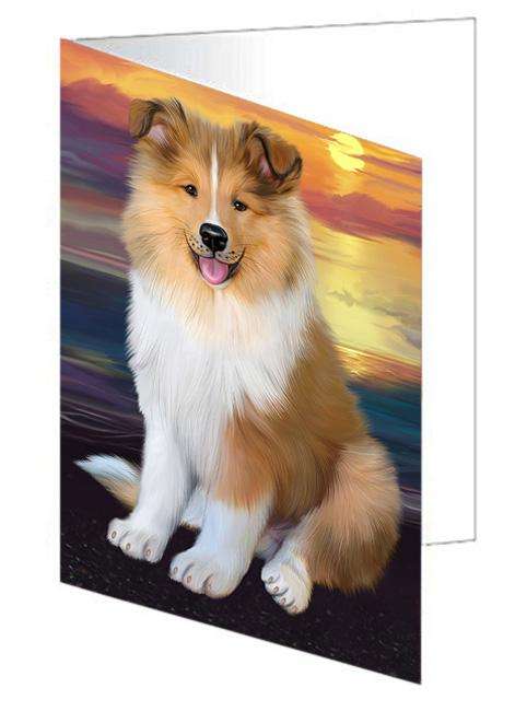 Rough Collie Dog Handmade Artwork Assorted Pets Greeting Cards and Note Cards with Envelopes for All Occasions and Holiday Seasons GCD68294