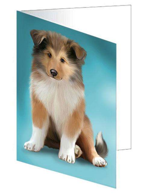 Rough Collie Dog Handmade Artwork Assorted Pets Greeting Cards and Note Cards with Envelopes for All Occasions and Holiday Seasons GCD68297