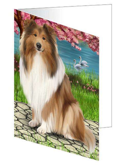 Rough Collie Dog Handmade Artwork Assorted Pets Greeting Cards and Note Cards with Envelopes for All Occasions and Holiday Seasons GCD68300