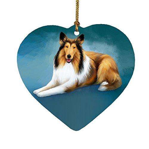 Rough Collie Dog Heart Christmas Ornament HPOR48086