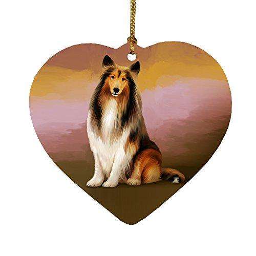 Rough Collie Dog Heart Christmas Ornament HPOR48087