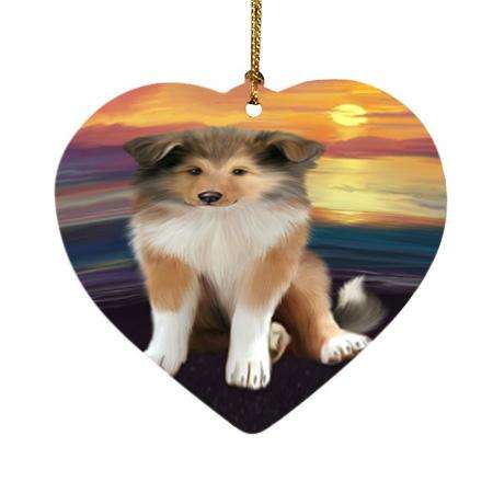 Rough Collie Dog Heart Christmas Ornament HPOR54752