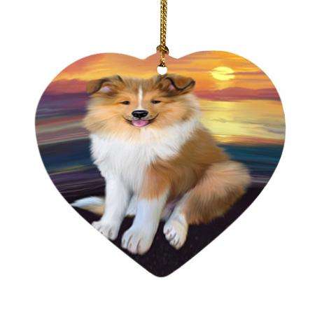 Rough Collie Dog Heart Christmas Ornament HPOR54755
