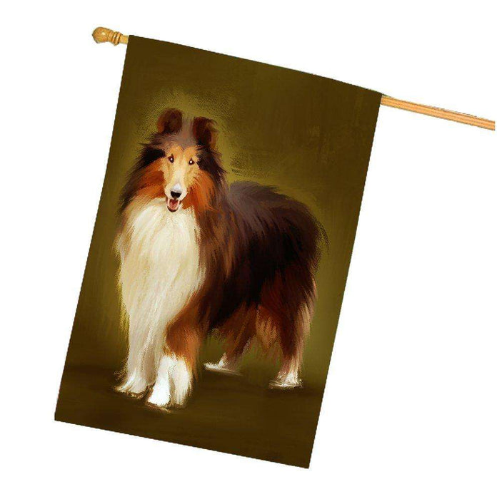 Rough Collie Dog House Flag