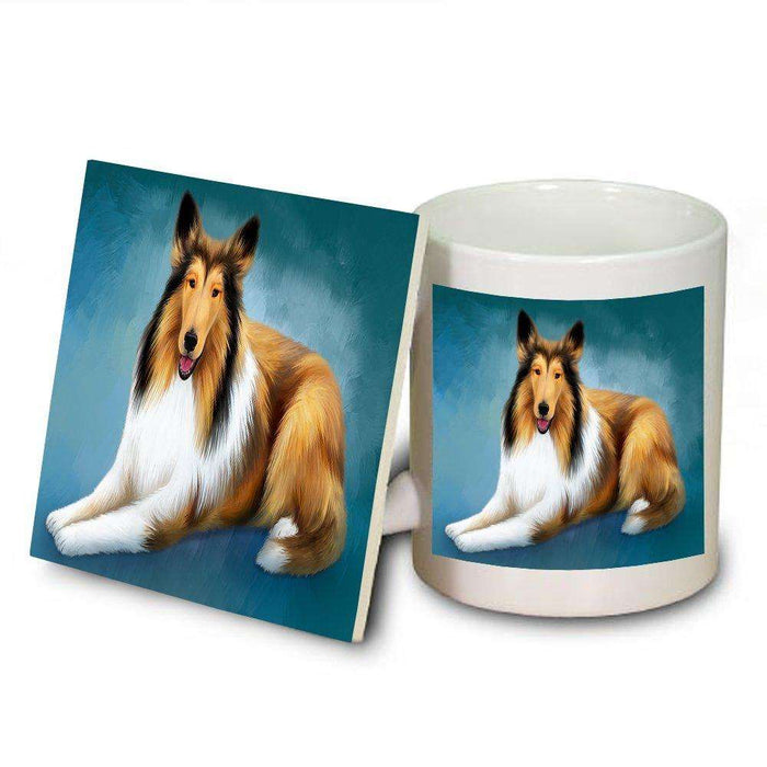 Rough Collie Dog Mug and Coaster Set