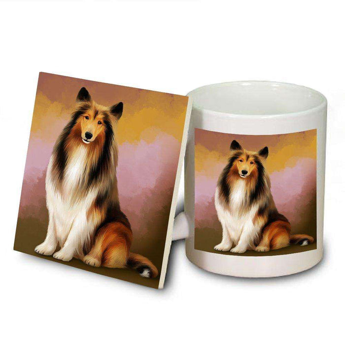 Rough Collie Dog Mug and Coaster Set