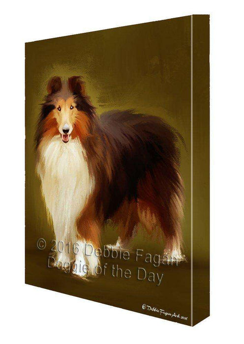Rough Collie Dog Painting Printed on Canvas Wall Art