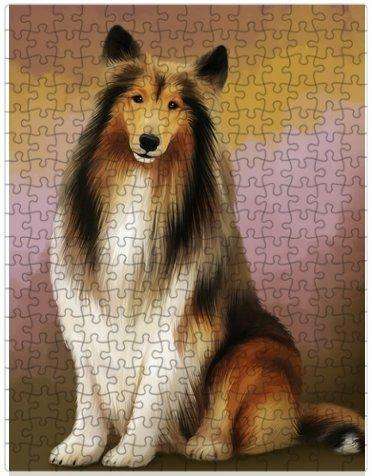 Rough Collie Dog Puzzle with Photo Tin