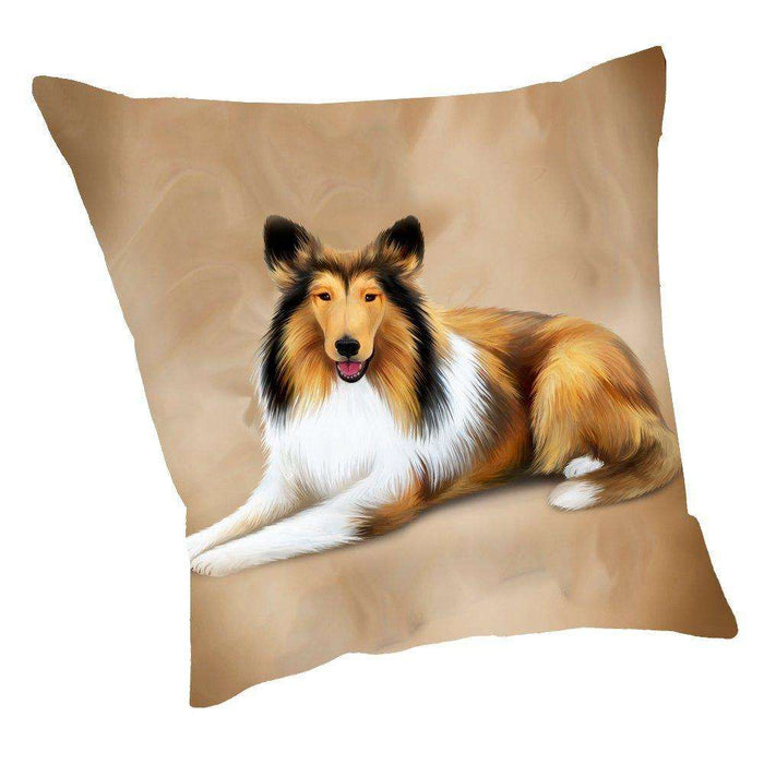 Rough Collie Dog Throw Pillow D050