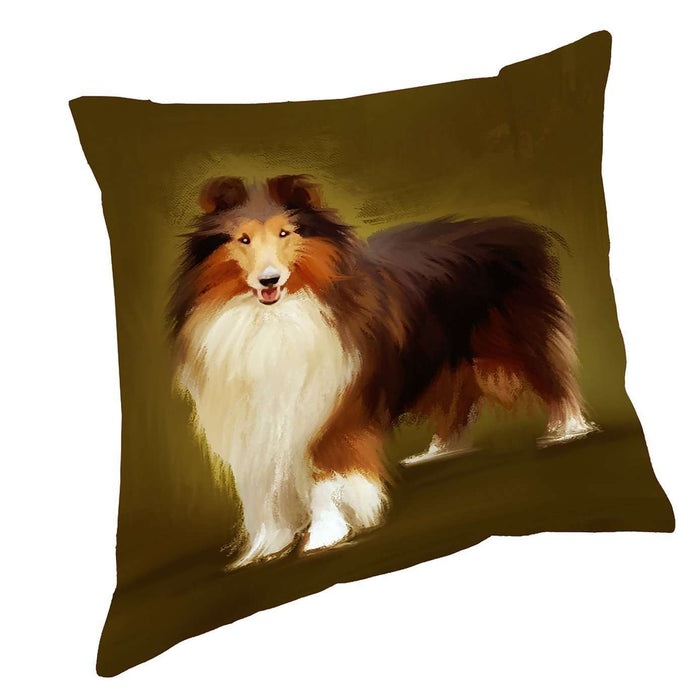 Rough Collie Dog Throw Pillow