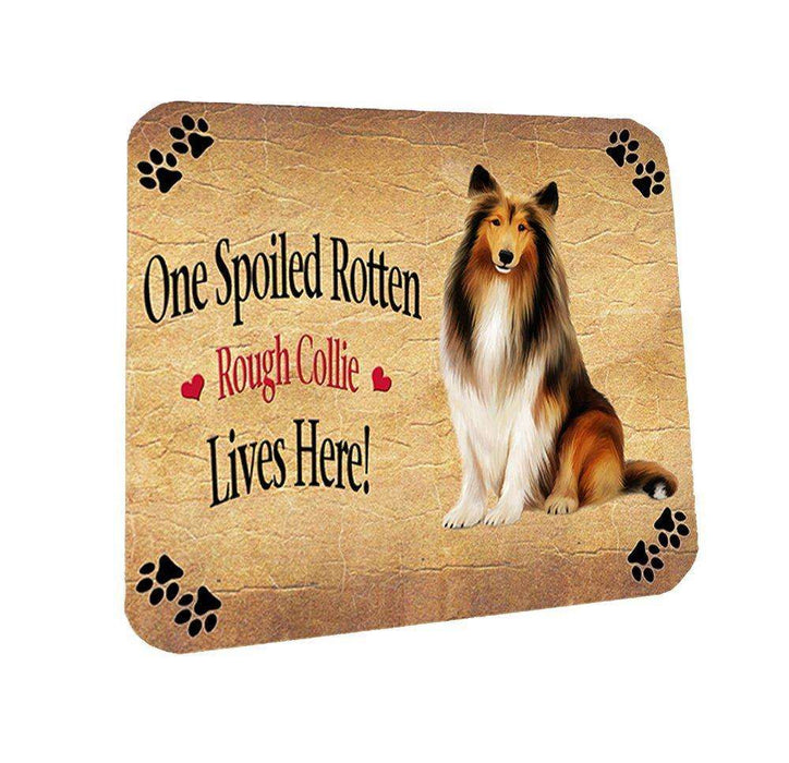 Rough Collie Spoiled Rotten Dog Coasters Set of 4