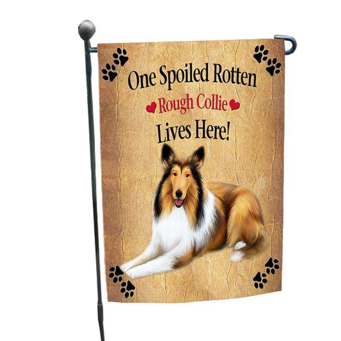 Rough Collie Spoiled Rotten Dog Garden Flag