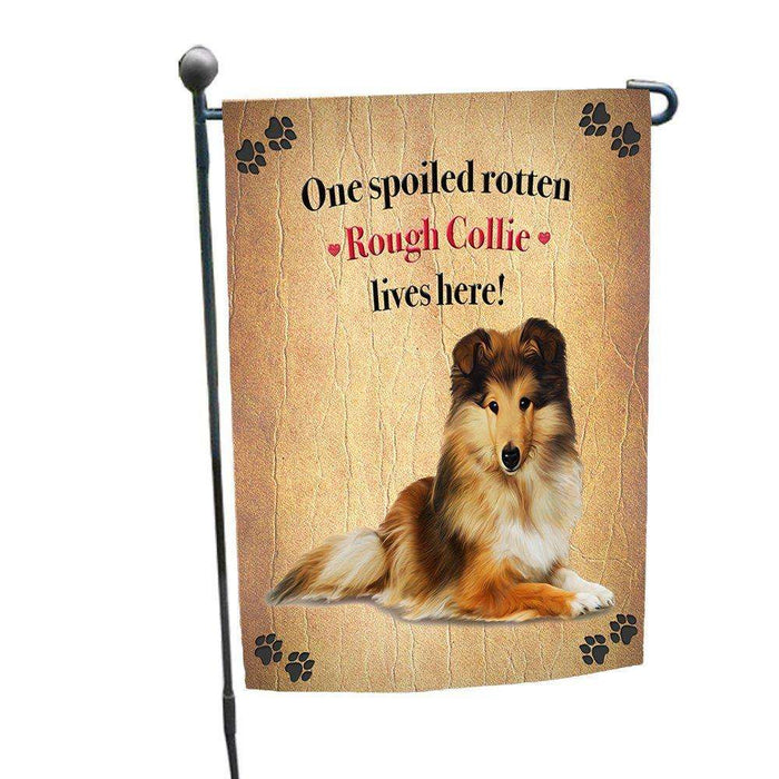 Rough Collie Spoiled Rotten Dog Garden Flag