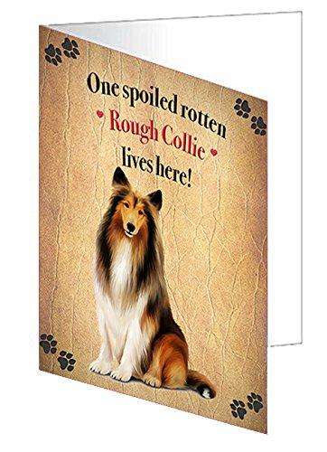 Rough Collie Spoiled Rotten Dog Handmade Artwork Assorted Pets Greeting Cards and Note Cards with Envelopes for All Occasions and Holiday Seasons