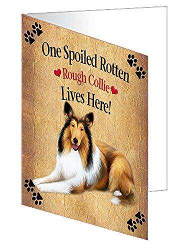 Rough Collie Spoiled Rotten Dog Handmade Artwork Assorted Pets Greeting Cards and Note Cards with Envelopes for All Occasions and Holiday Seasons