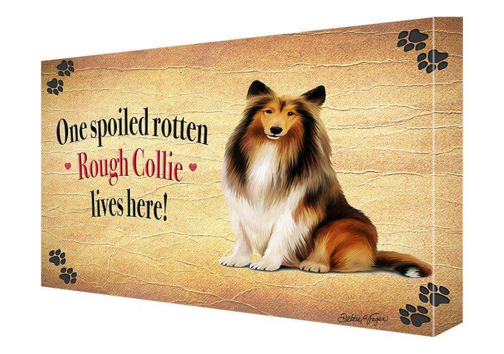 Rough Collie Spoiled Rotten Dog Painting Printed on Canvas Wall Art Signed