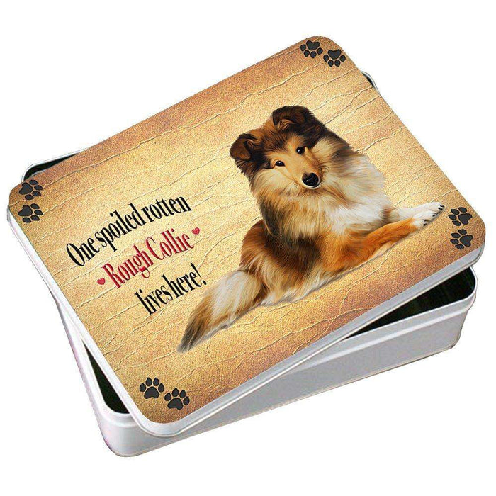 Rough Collie Spoiled Rotten Dog Photo Storage Tin