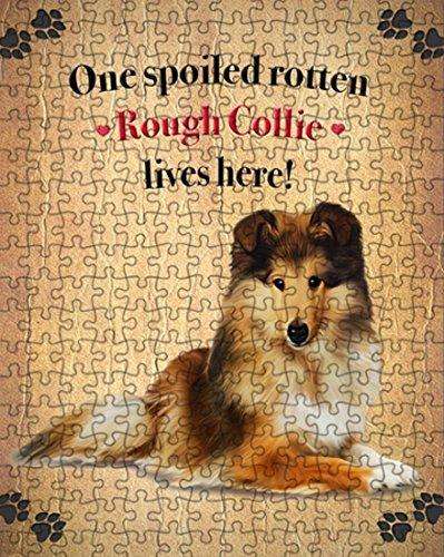 Rough Collie Spoiled Rotten Dog Puzzle with Photo Tin
