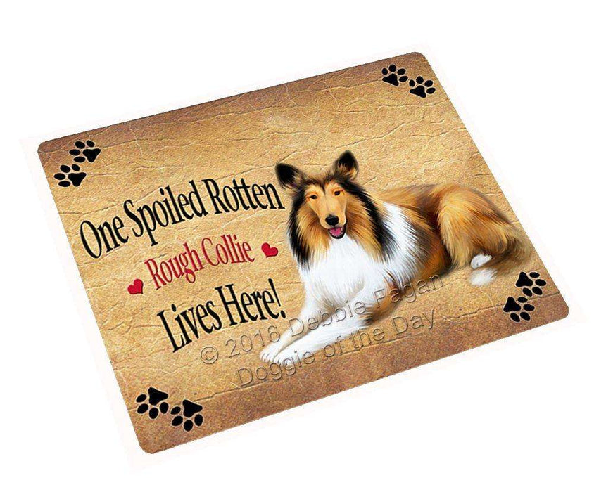 Rough Collie Spoiled Rotten Dog Tempered Cutting Board