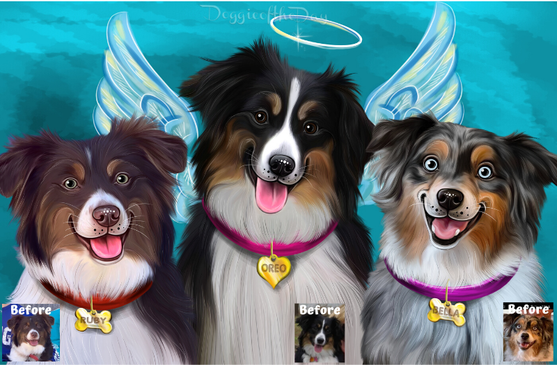 Digital Painting PERSONALIZED Caricature PET PORTRAIT! Custom Pet Dog or Cat Art