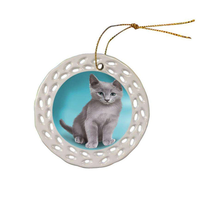 Russian Blue Cat Ceramic Doily Ornament DPOR51770