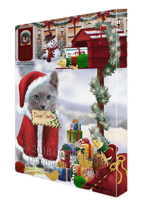 Russian Blue Cat Dear Santa Letter Christmas Holiday Mailbox Canvas Print Wall Art Décor CVS99809