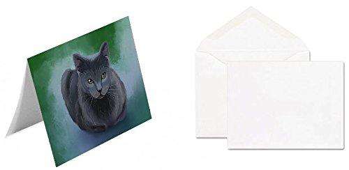 Russian Blue Cat Handmade Artwork Assorted Pets Greeting Cards and Note Cards with Envelopes for All Occasions and Holiday Seasons GCD48273