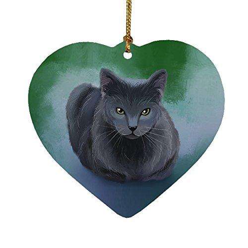 Russian Blue Cat Heart Christmas Ornament HPOR48088