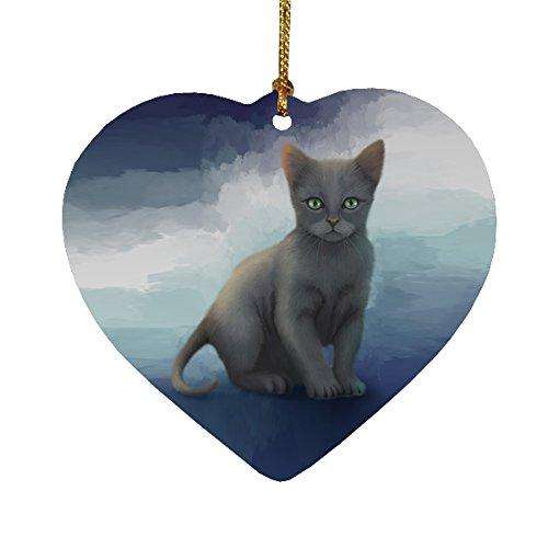 Russian Blue Cat Heart Christmas Ornament HPOR48089