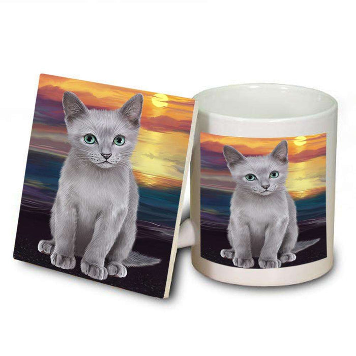 Russian Blue Cat Mug and Coaster Set MUC51758