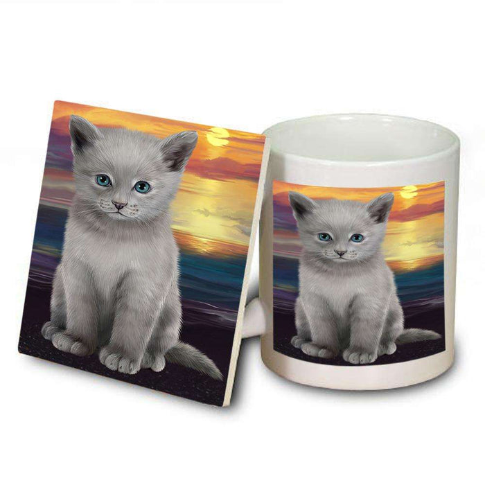 Russian Blue Cat Mug and Coaster Set MUC51759