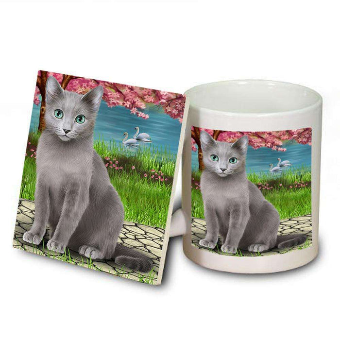 Russian Blue Cat Mug and Coaster Set MUC51763