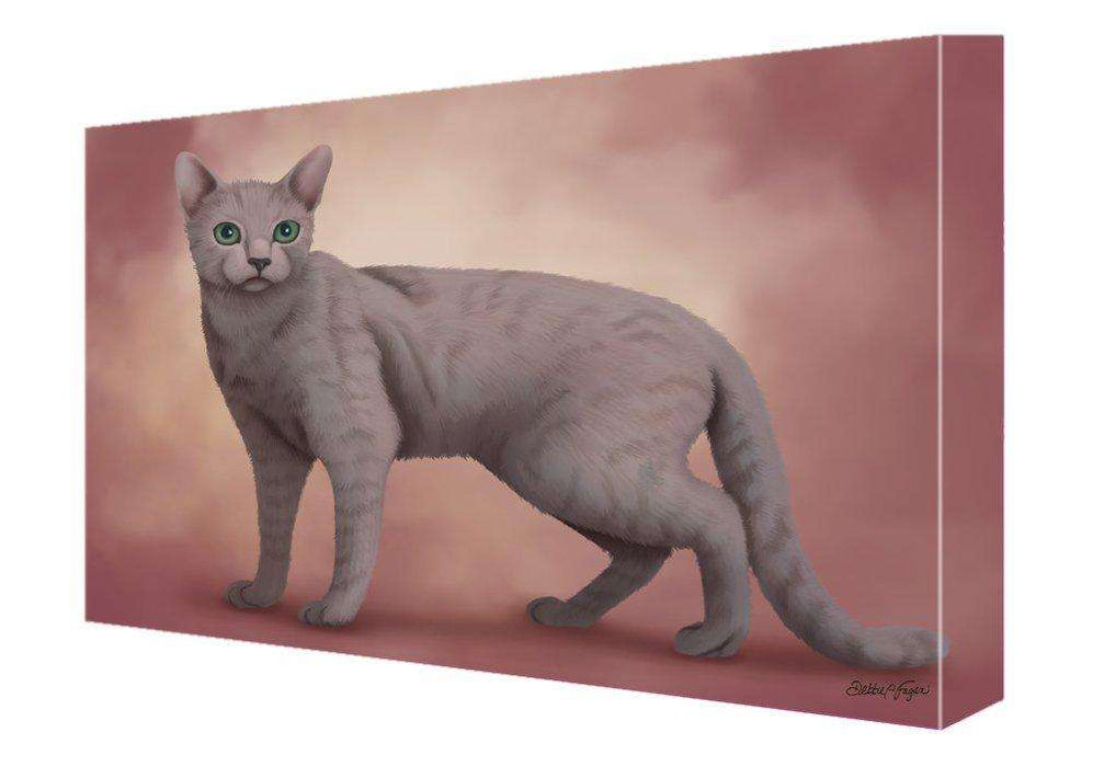 Russian Blue Cat Painting Printed on Canvas Wall Art Signed
