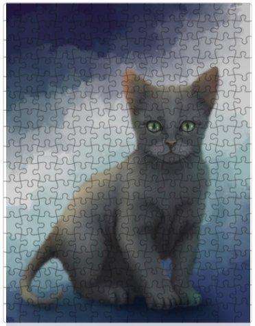 Russian Blue Cat Puzzle with Photo Tin