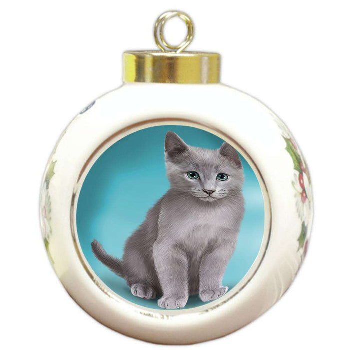 Russian Blue Cat Round Ball Christmas Ornament RBPOR51770