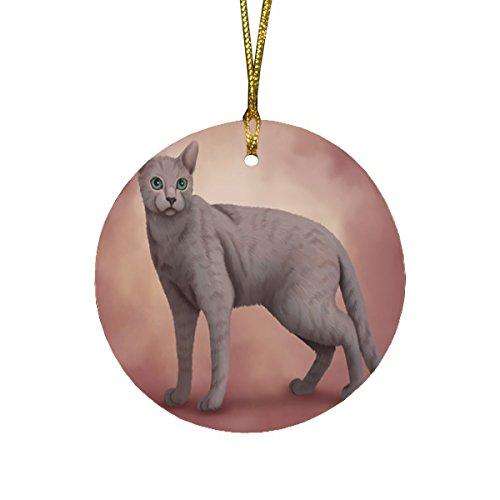 Russian Blue Cat Round Christmas Ornament