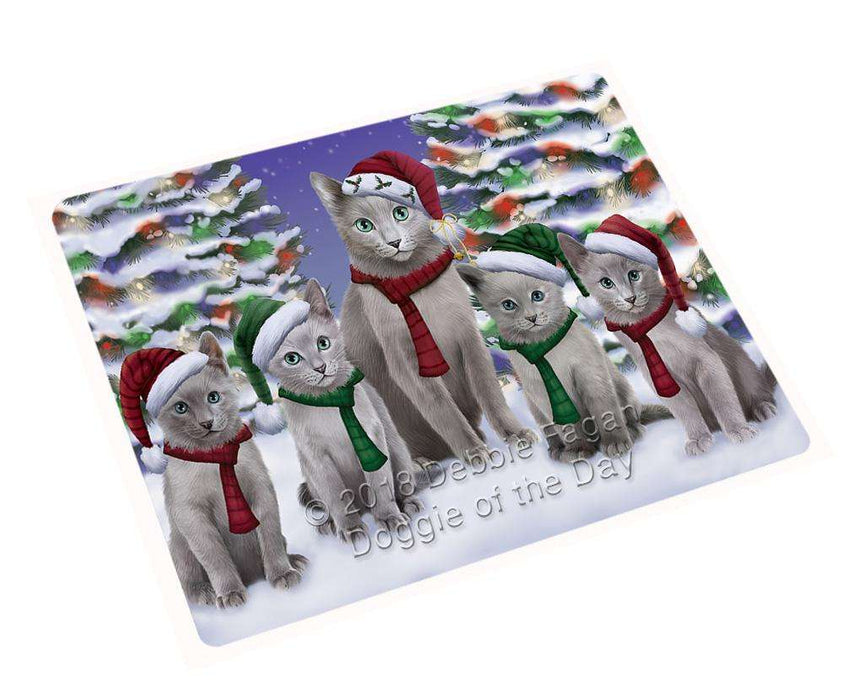 Russian Blue Cats Christmas Family Portrait in Holiday Scenic Background Cutting Board C62247