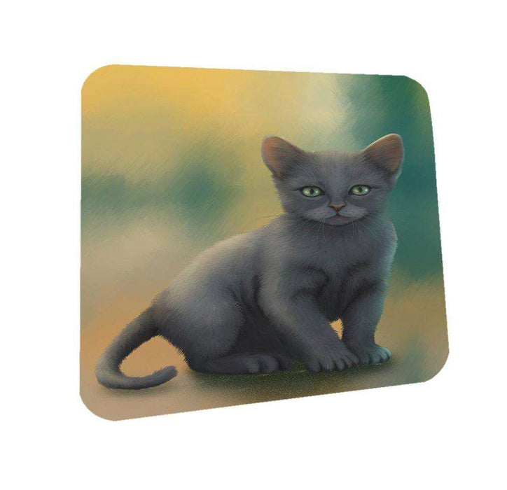 Russian Blue Kitten Cat Coasters Set of 4