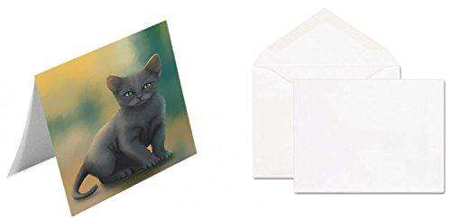 Russian Blue Kitten Cat Handmade Artwork Assorted Pets Greeting Cards and Note Cards with Envelopes for All Occasions and Holiday Seasons