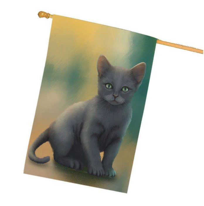 Russian Blue Kitten Cat House Flag