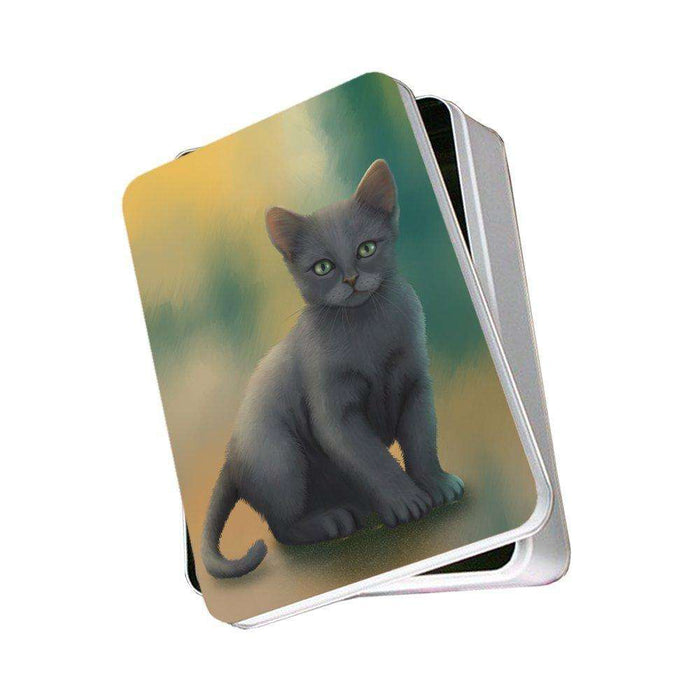 Russian Blue Kitten Cat Photo Tin