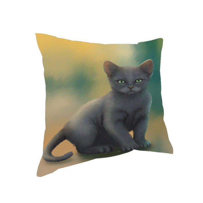 Russian Blue Kitten Cat Throw Pillow