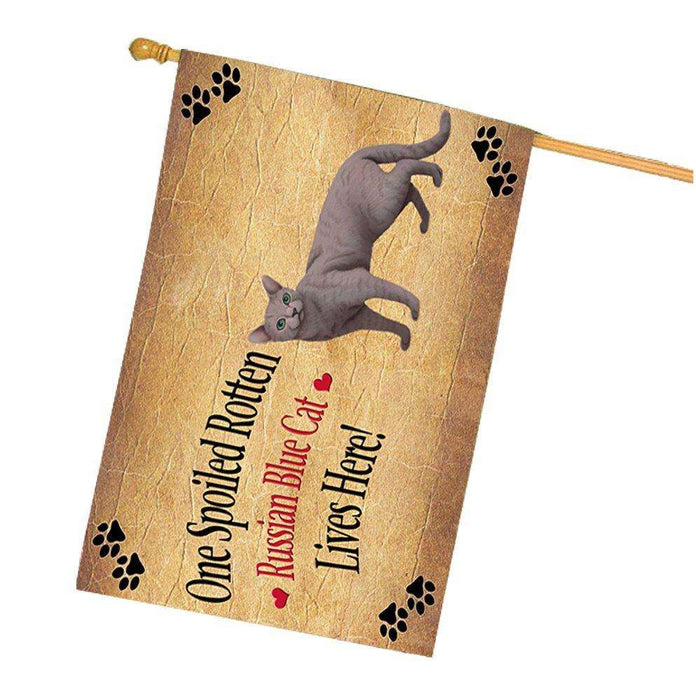 Russian Blue Spoiled Rotten Cat House Flag