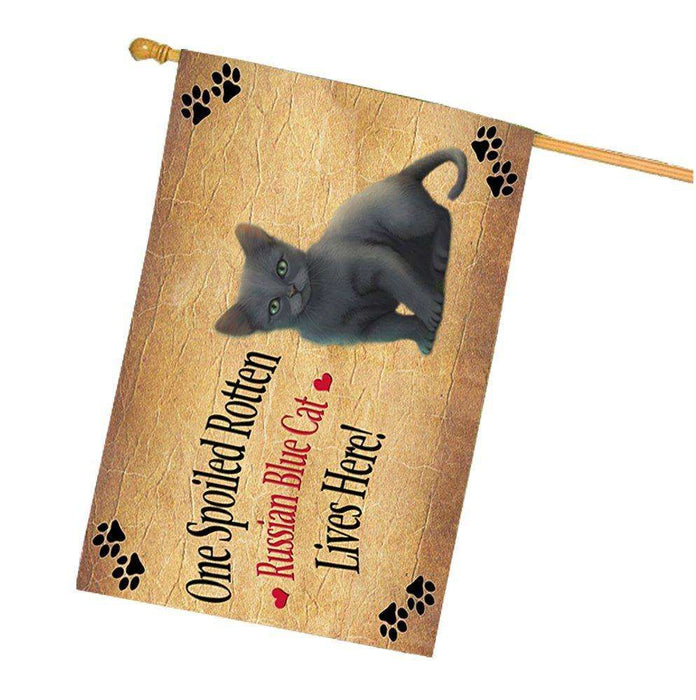 Russian Blue Spoiled Rotten Cat House Flag