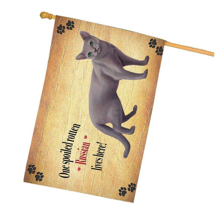 Russian Blue Spoiled Rotten Cat House Flag