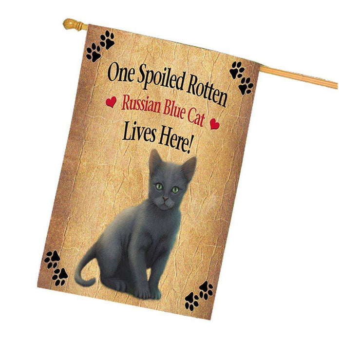 Russian Blue Spoiled Rotten Cat House Flag